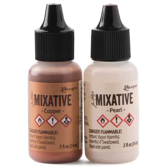 6 Packs: 2 ct. (12 total) Tim Holtz® Alcohol Ink Metallic Mixative Set, Gold & Silver